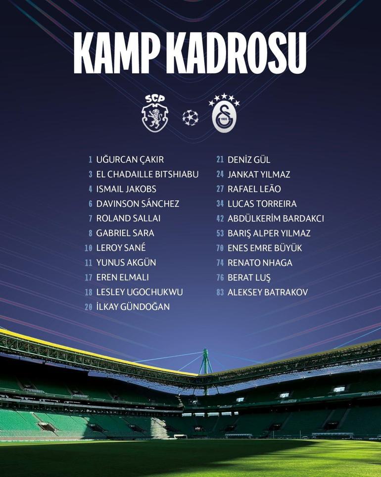 Galatasarayın Sporting maçı kadrosunda 4 isim yer almadı