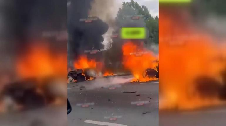 Rus dronu otoyola böyle düştü İşte o anlar...