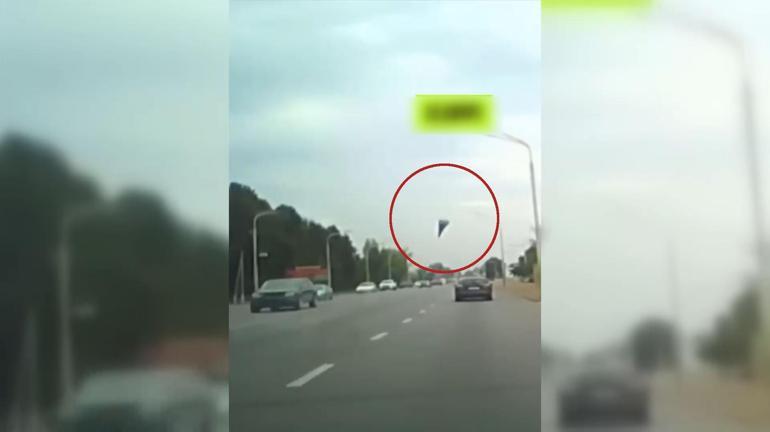 Rus dronu otoyola böyle düştü İşte o anlar...