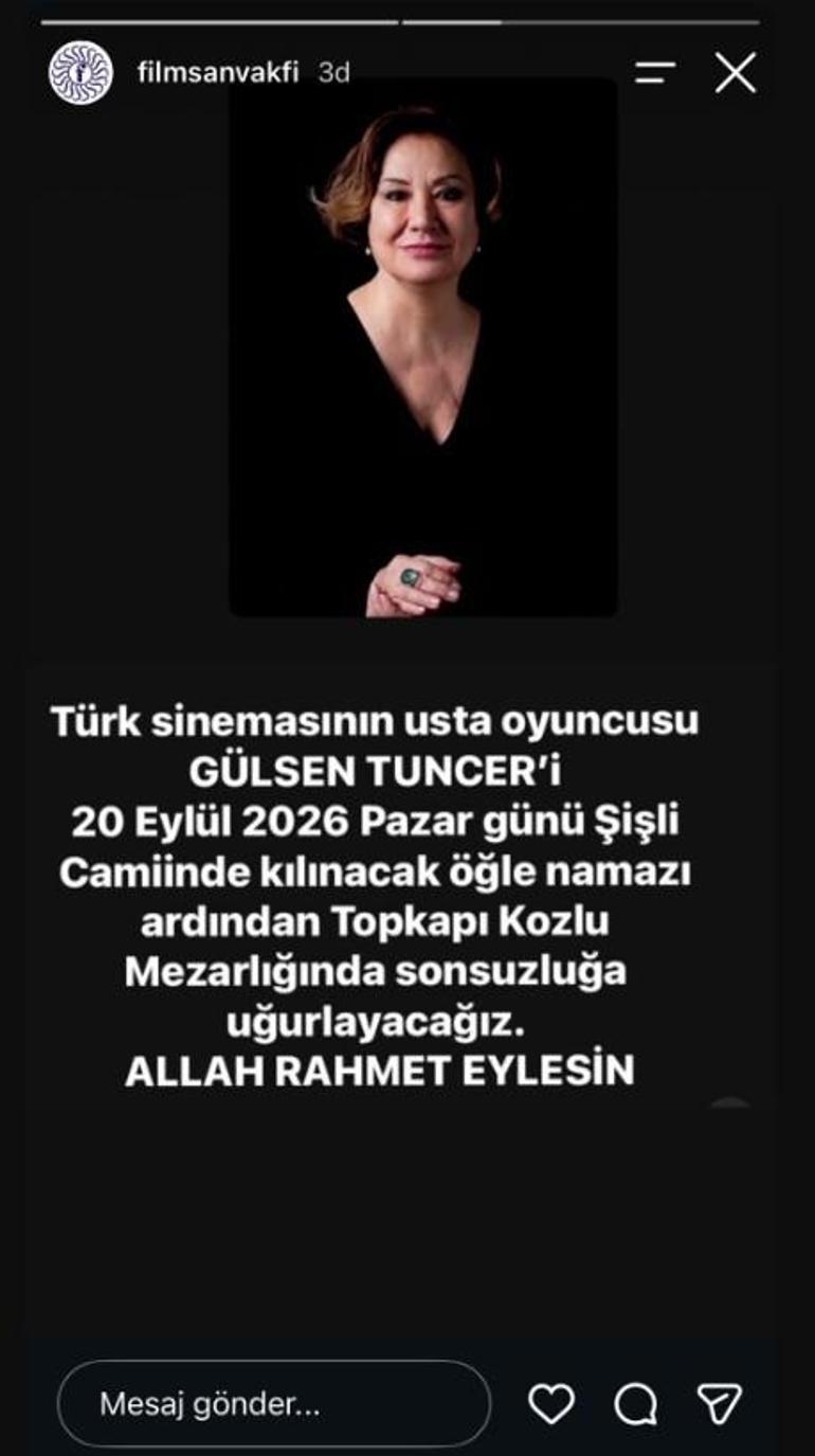 Gülsen Tuncer hayatını kaybetti Cenaze programı belli oldu