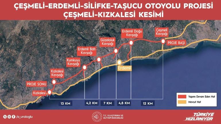 Çeşmeli-Erdemli-Silifke-Taşucu Otoyolunda seyahat süresini 18 dakikaya düşüreceğiz