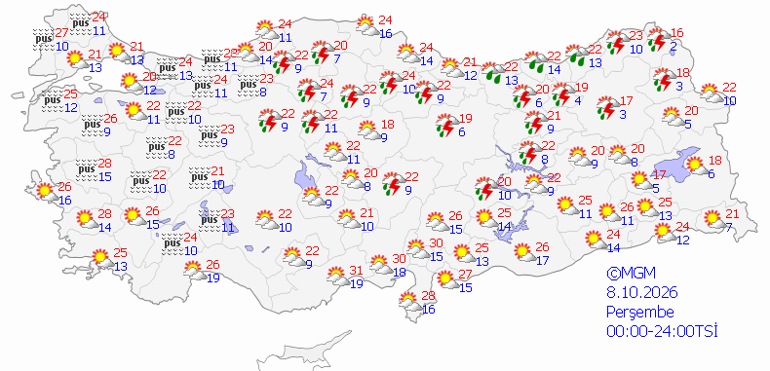 8 EKİM SON DAKİKA HAVA DURUMU Bugün hava nasıl olacak, İstanbulda yağış var mı Meteoroloji hava tahminleri