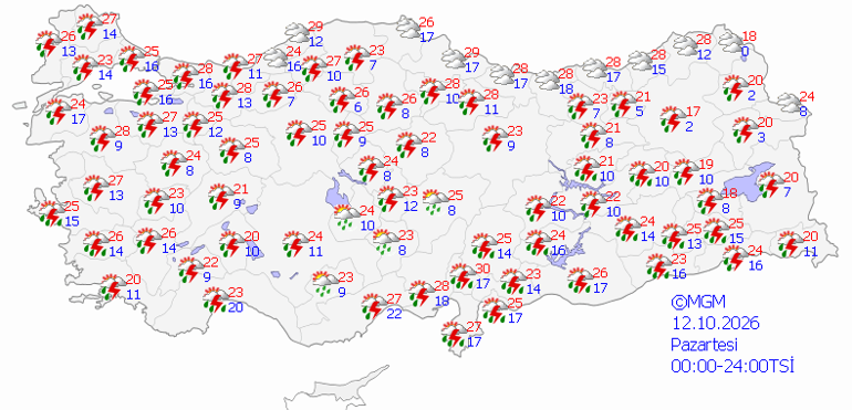 12 EKİM BUGÜN HAVA DURUMU: İSTANBUL, İZMİR, ANKARA | Sıcak ve güneşli hava yerine sağanak geliyor