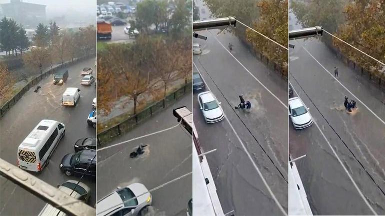 Suya kapılan kadın son anda kurtarıldı