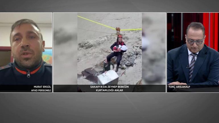 Selde mahsur kalan 8 aylık Zeynep bebek uyurken kurtarıldı AFAD Personeli Ergül CNN TÜRK’te