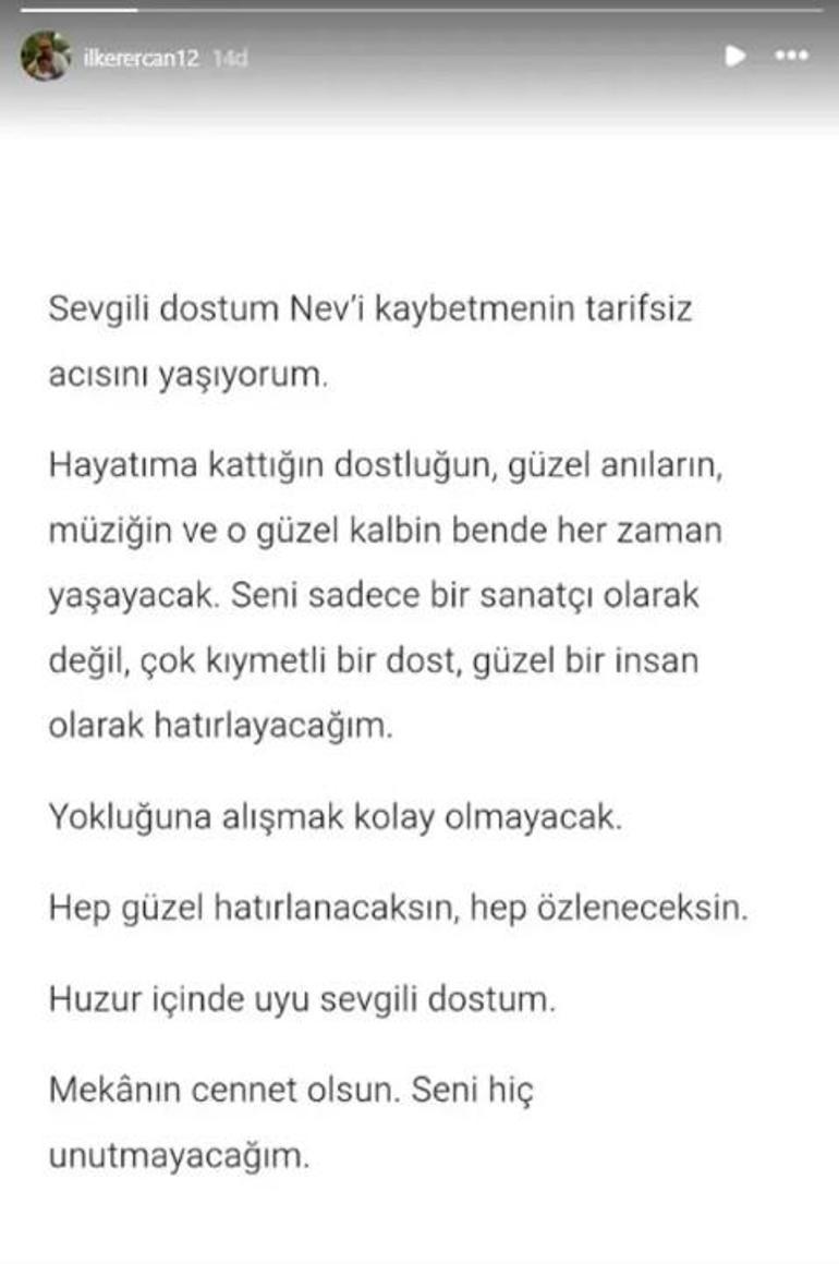Ünlü şarkıcı Nev hayatını kaybetti Cenaze bilgileri belli oldu
