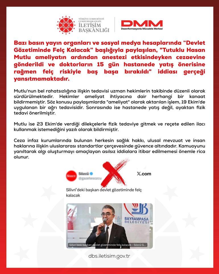 Hasan Mutlunun sağlık durumuyla ilgili iddialara DMMden yanıt