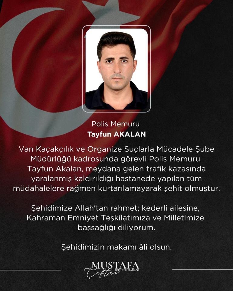 Bakan Çiftçiden şehit polis Tayfun Akalan için başsağlığı mesajı
