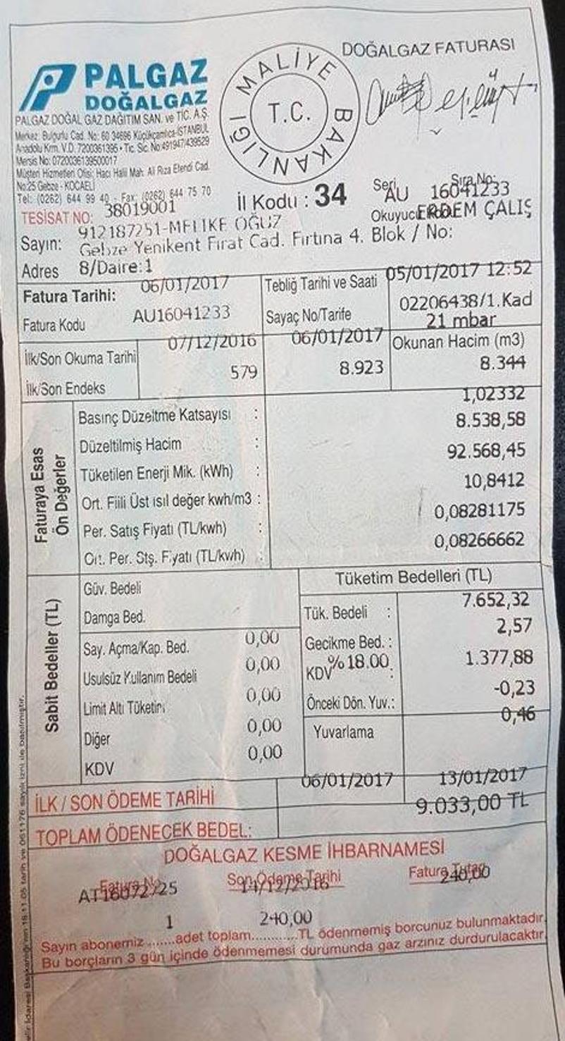 9 bin liralık doğal gaz faturası şoke etti